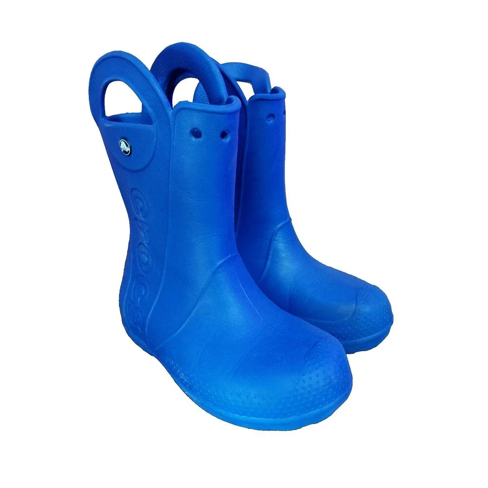 Crocs Handle It Classic Blue Rubber Rain Boots Youth Size J3 12803